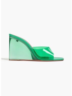 Shoe Republic LA Emerald Green Transparent Wedge Slide